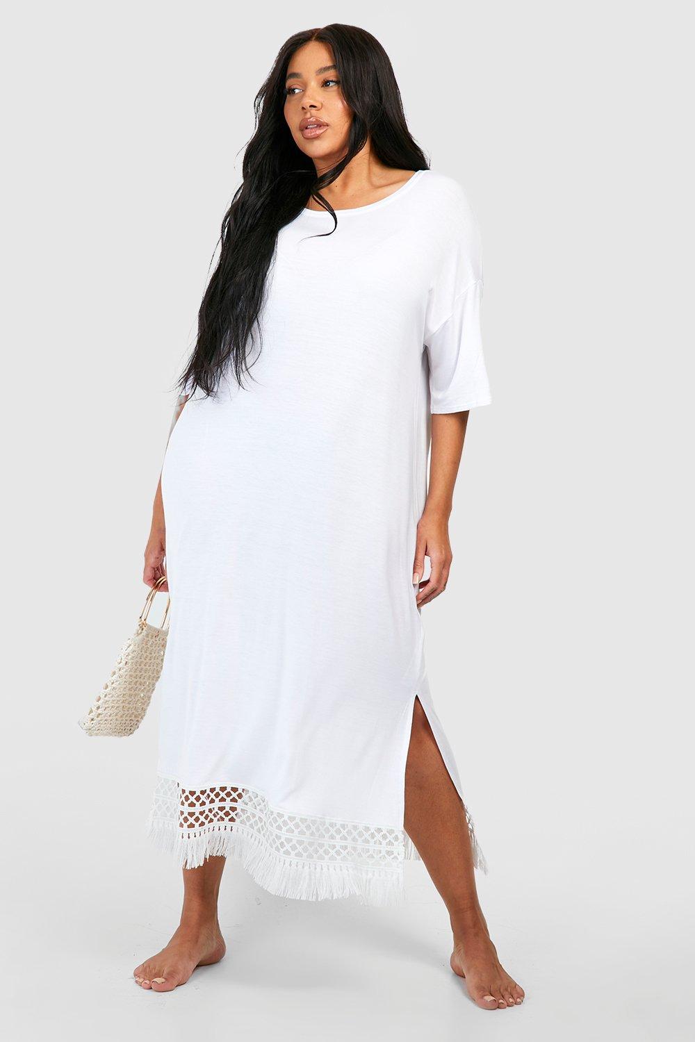 White beach dress plus 2024 size