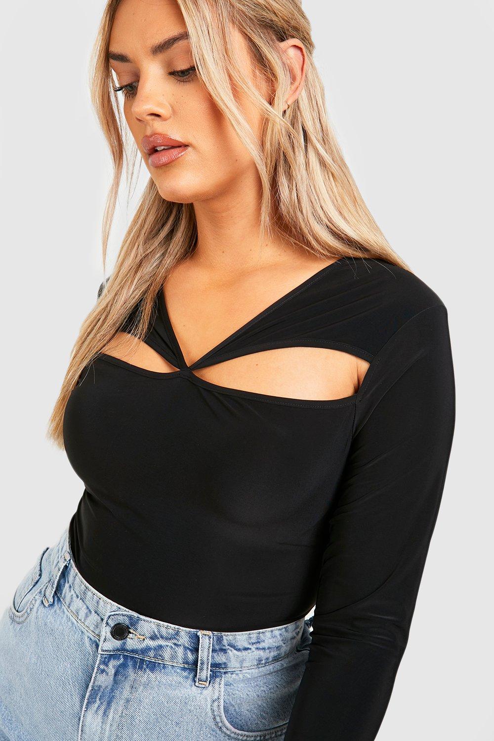 Plus Cut Out Long Sleeve Top