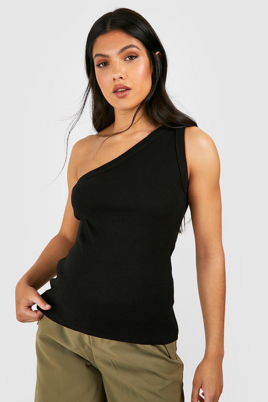 Black Maternity Premium One Shoulder Vest image number 1