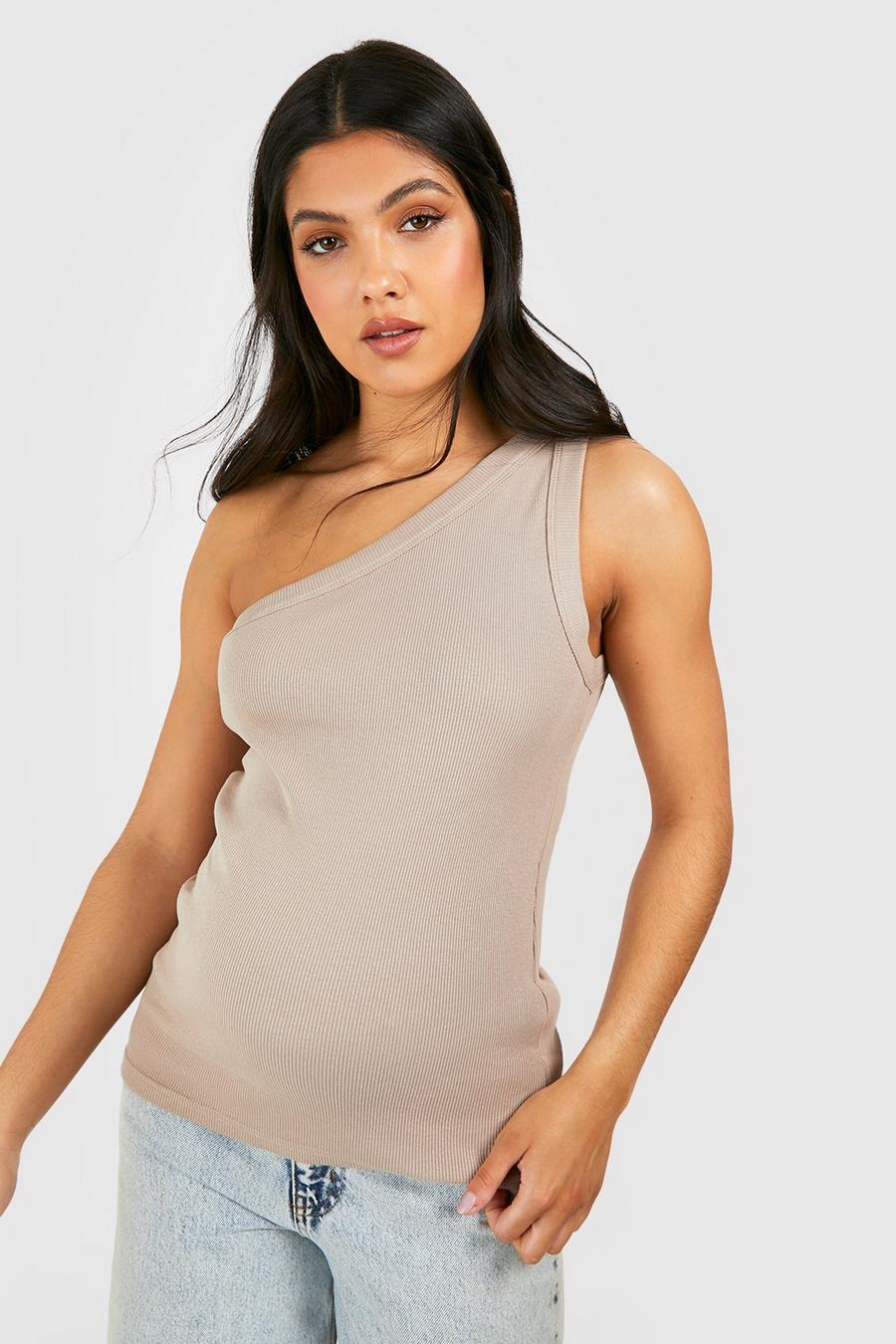 Mocha Maternity Premium One Shoulder Vest image number 1