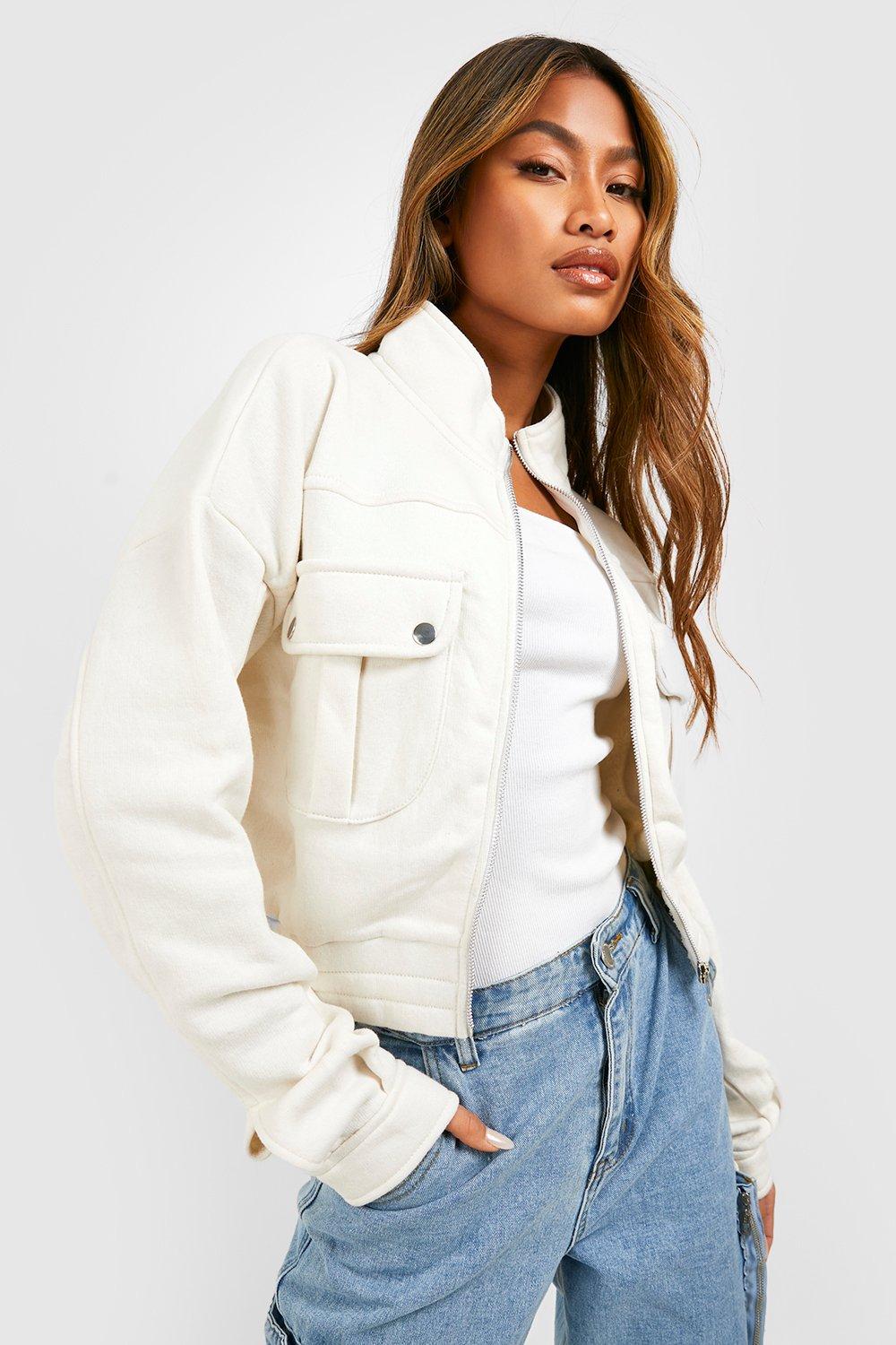 Cream bomber jacket womens best sale