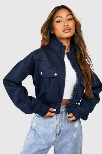 Navy Pocket Detail Bomber Jacket