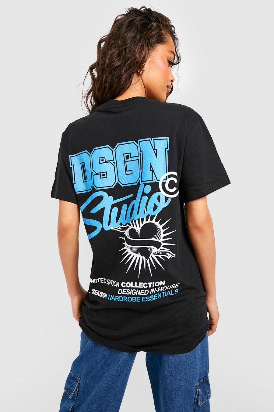 Oversize T-Shirt mit Dsgn Studio Print, Black