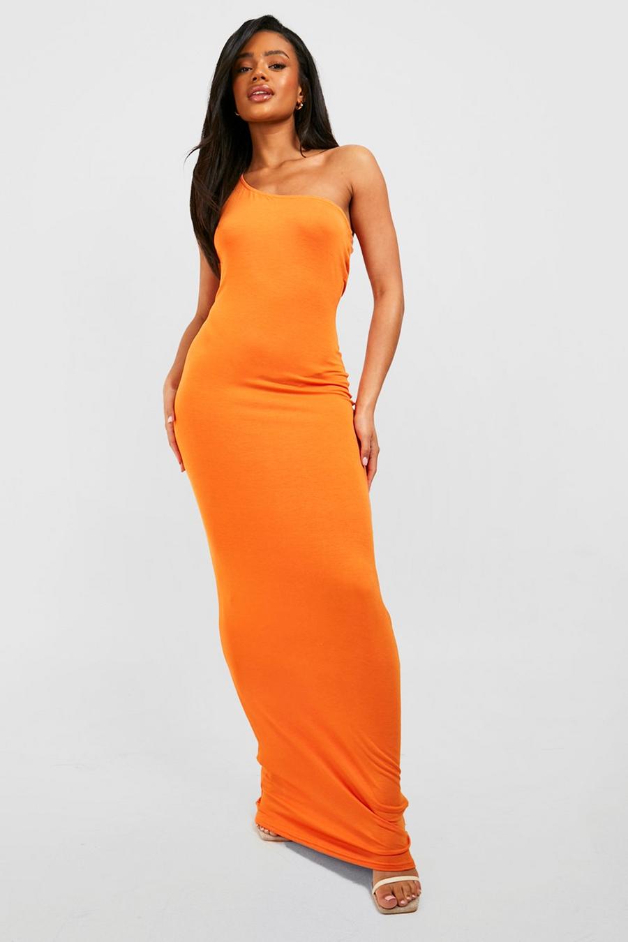 Orange One Shoulder Maxi Dress image number 1