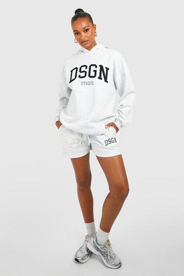 Grey Tall Applique DSGN Embroidered Oversized Hoodie
