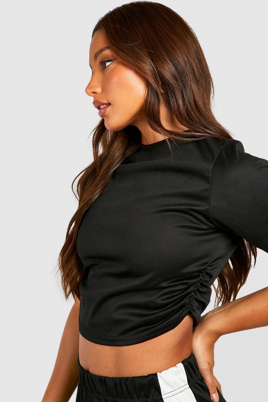 Tall Ponte Ruched Wide Sleeve Boxy Crop T-Shirt