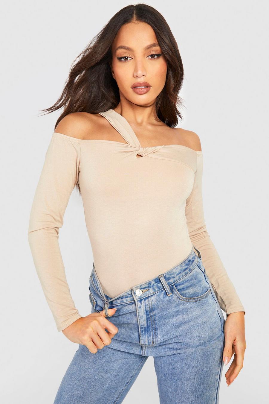Stone Tall Off The Shoulder Strap Detail Long-sleeved Top image number 1