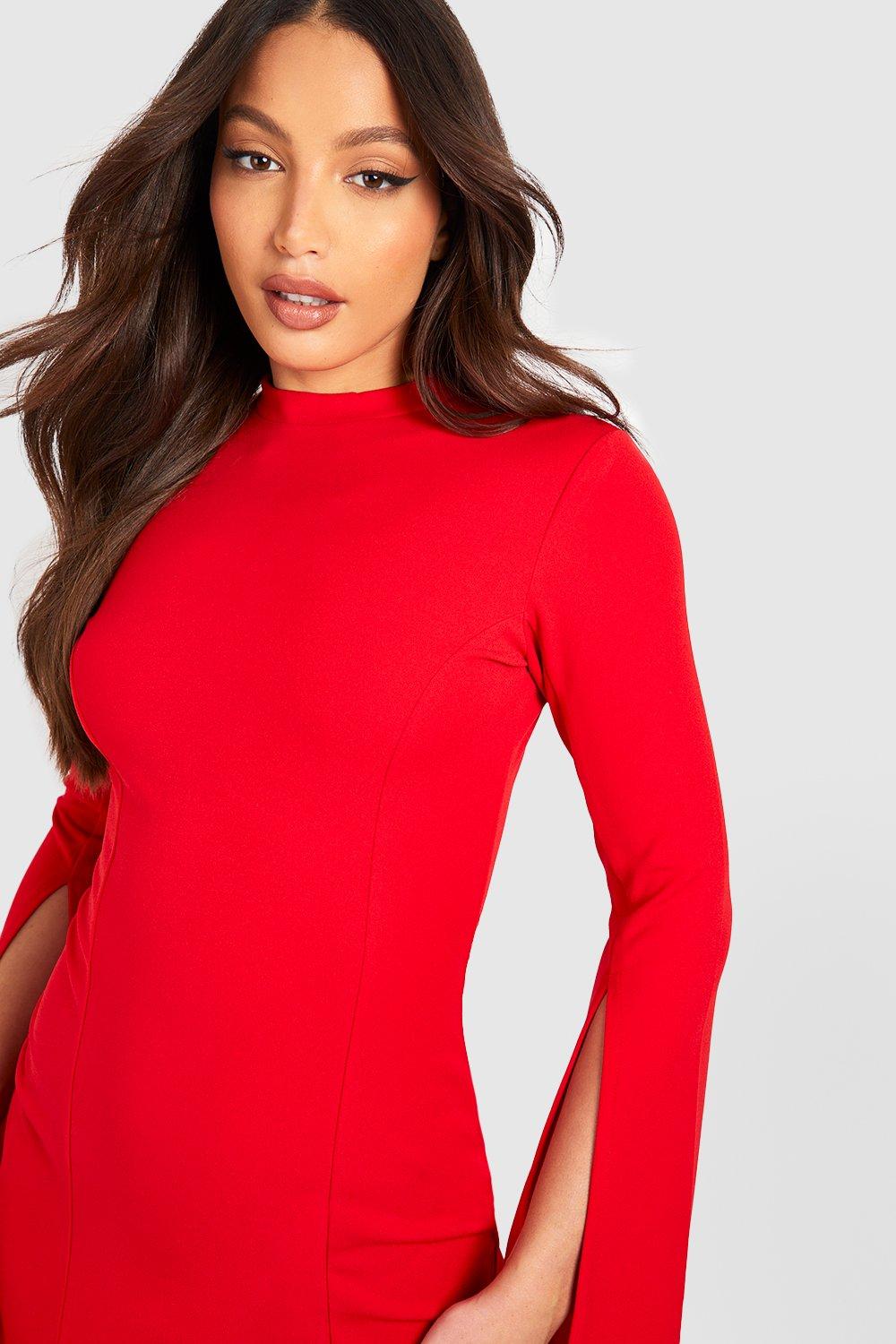 Women's Tall Cape Split Sleeve Mini Dress