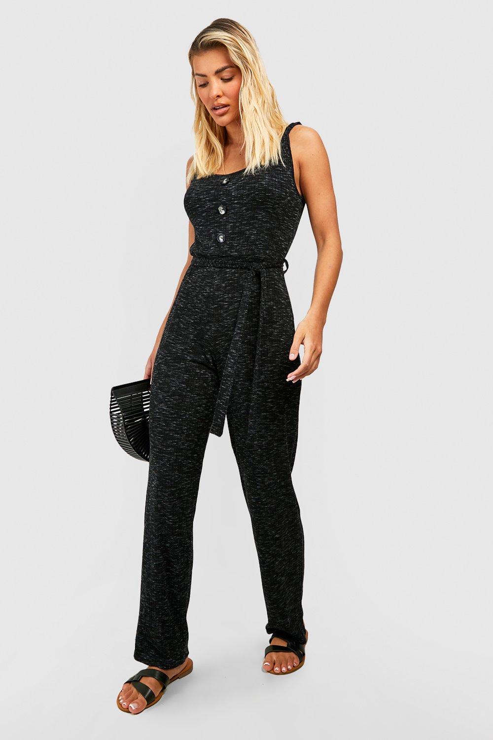 Jersey Knit Rib Marl Jumpsuit