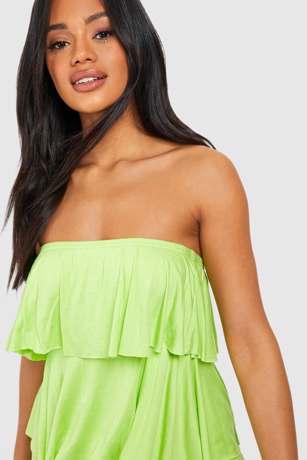 Neon green ruffle clearance dress