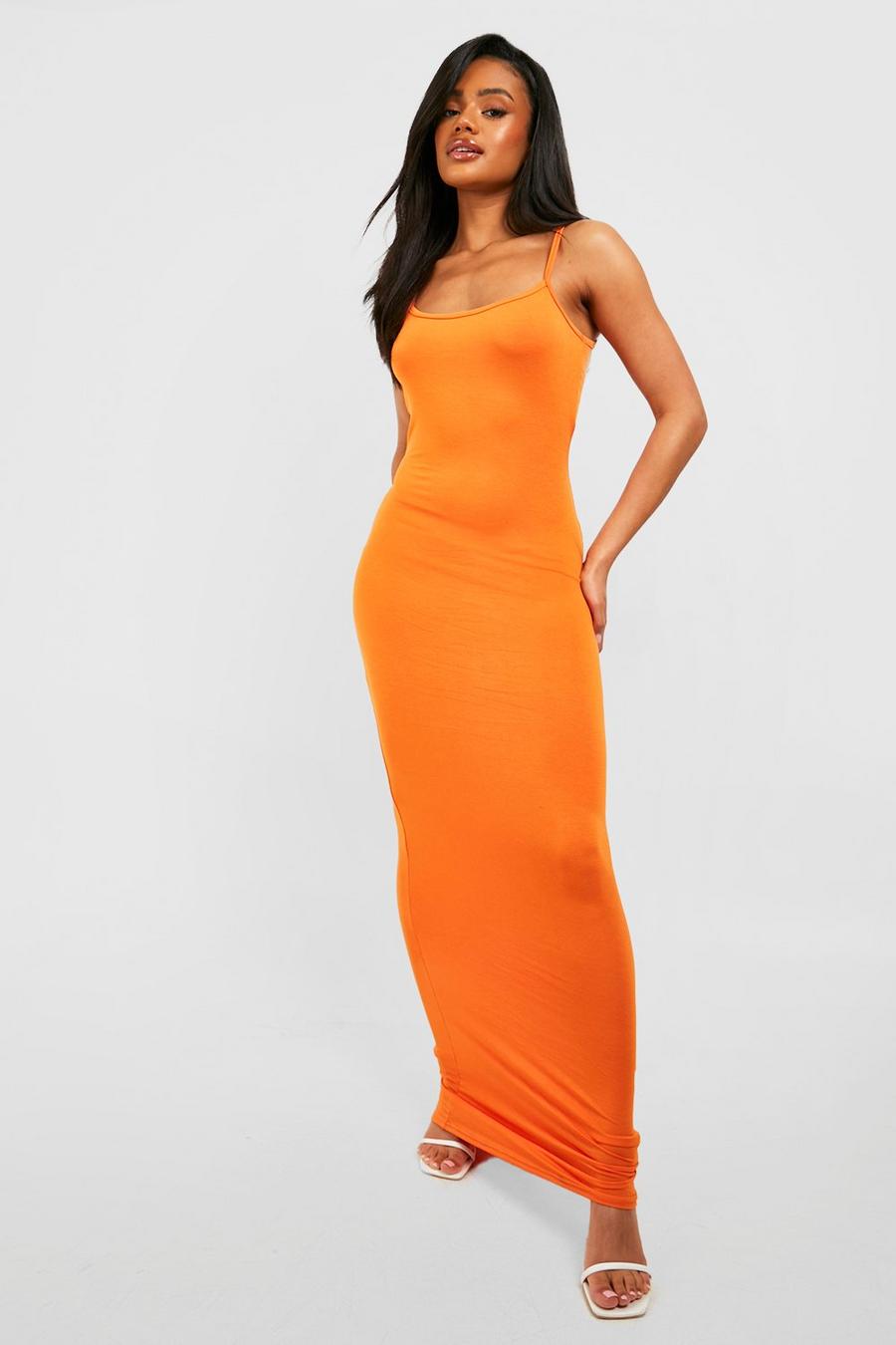 Orange Scoop Neck Strappy Maxi Dress image number 1