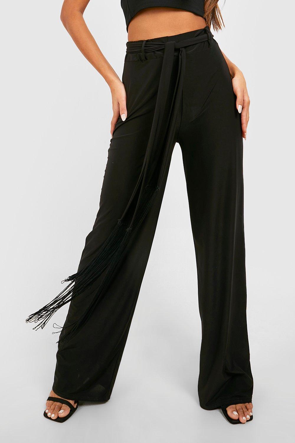 Soft Rib Knit Wide Leg Trousers