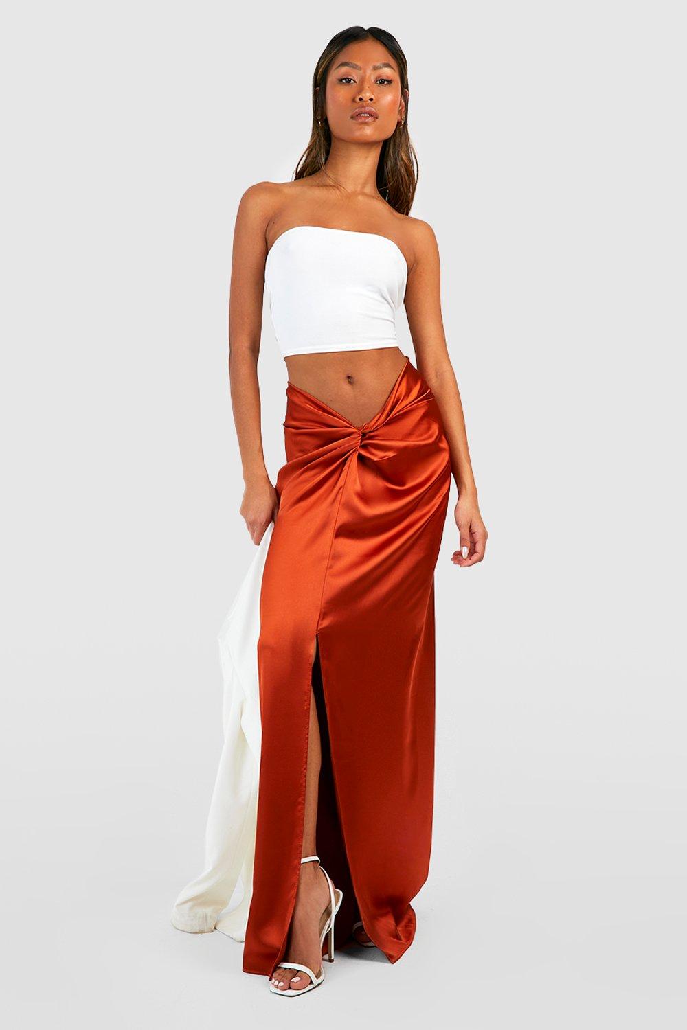 Satin midi hotsell skirt missguided