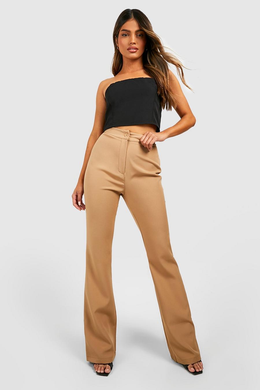 Camel Woven Skinny Flared Smart Trousers image number 1