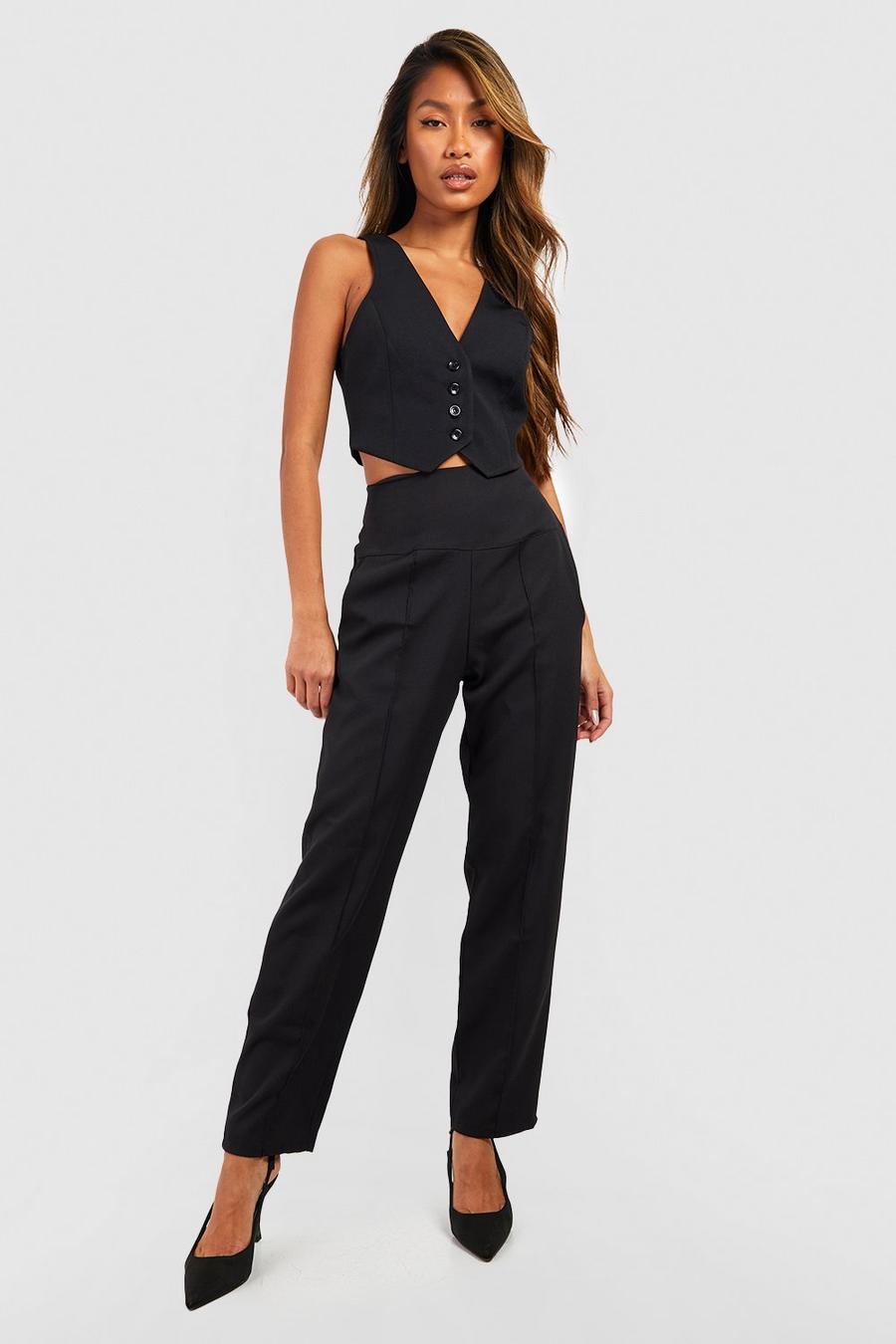 Black Super High Waisted Cigarette Trousers image number 1