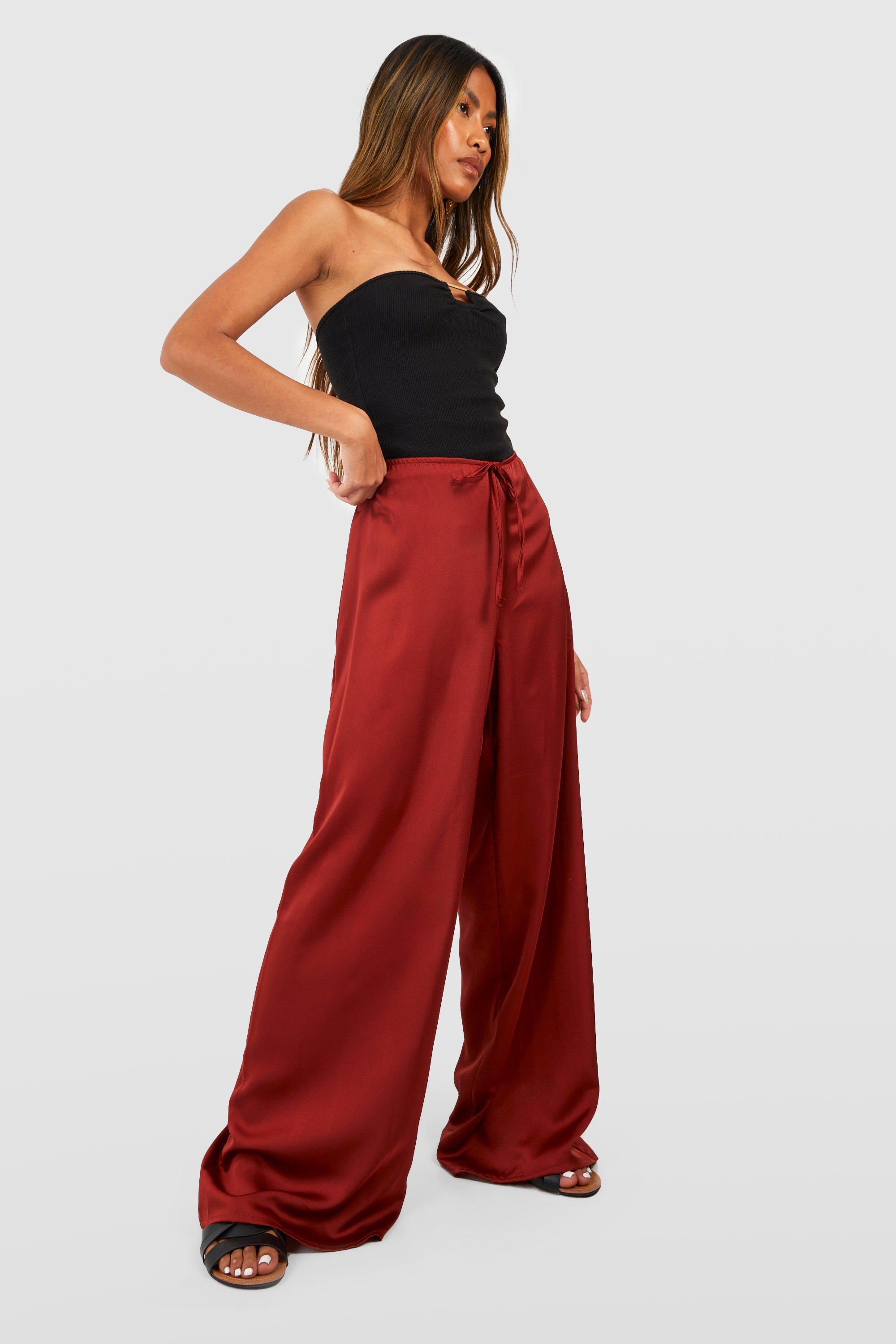 Radiant Rust Satin Wide Leg Pants