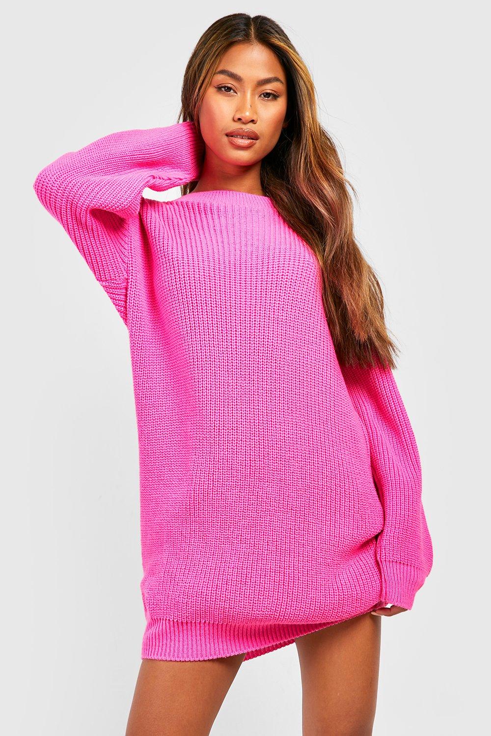 hot pink sweater dress