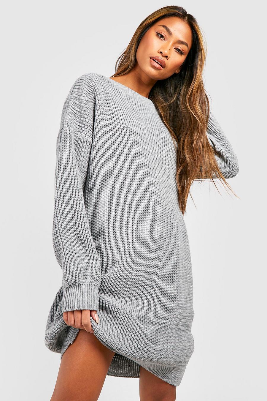 Silver Crew Neck Sweater Dress image number 1