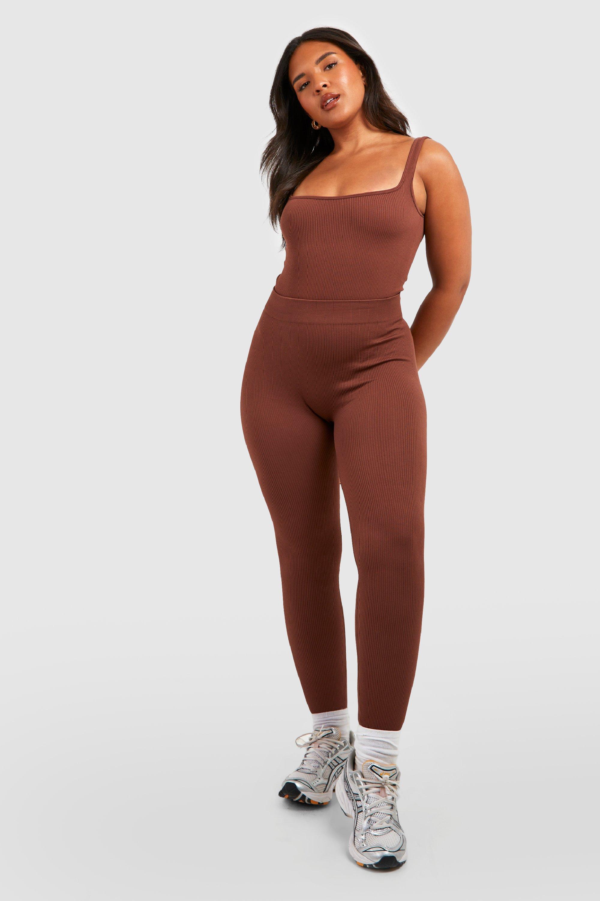 Women's Plus Structured Seamless Contour Ribbed Leggings