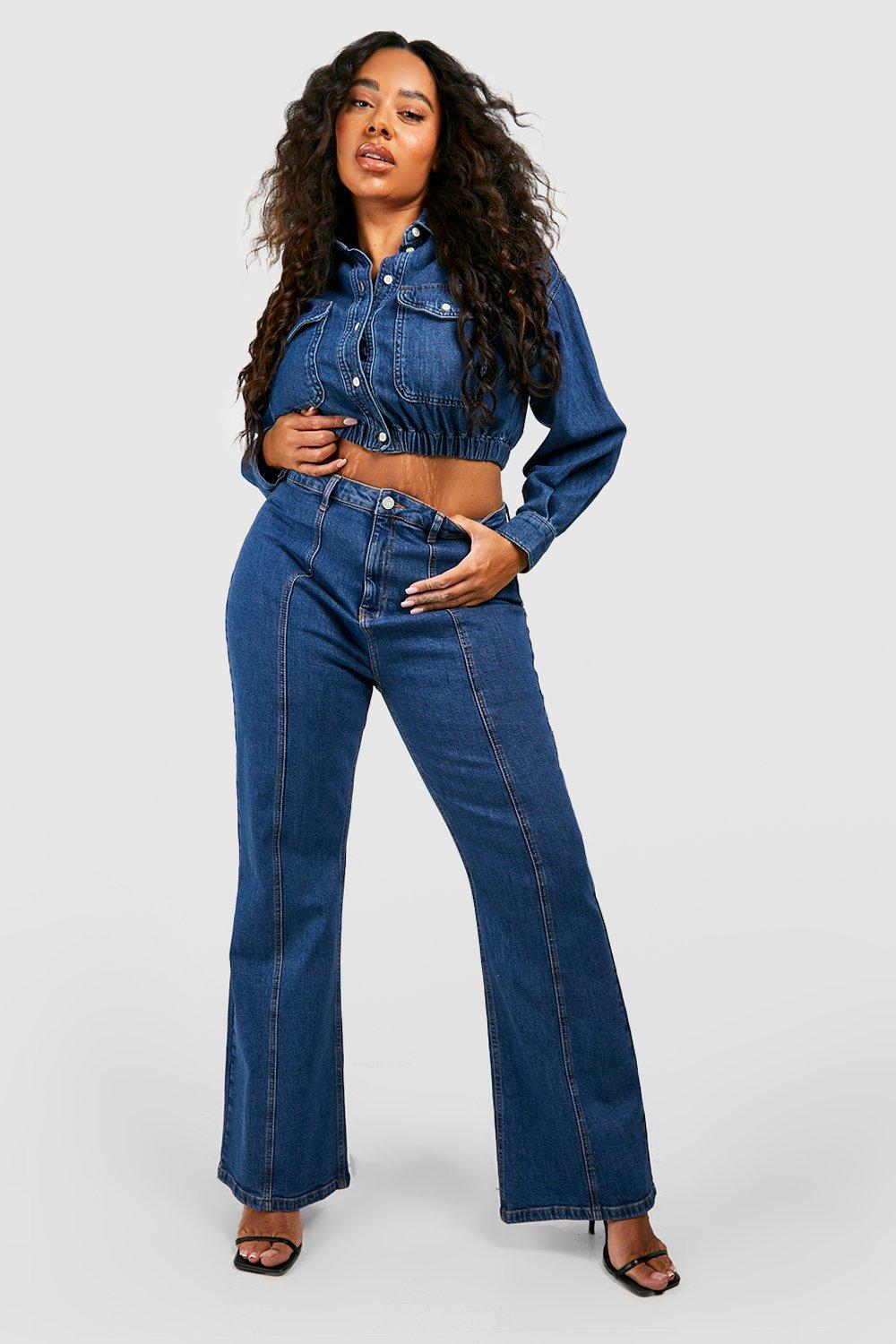 Curvy Size Mid Rise Bell Bottom Jeans