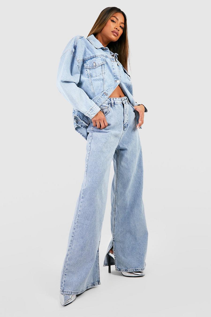 Jeans mit weitem Bein und Acid-Waschung, Acid wash light blue image number 1