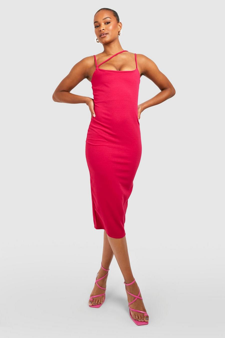 Hot pink Tall Strapping Detail Bodycon Midi image number 1