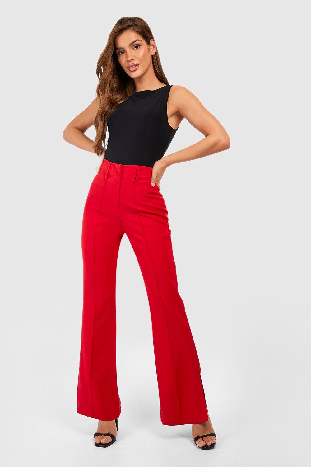 Red Dress High Waist Wide Leg Pants