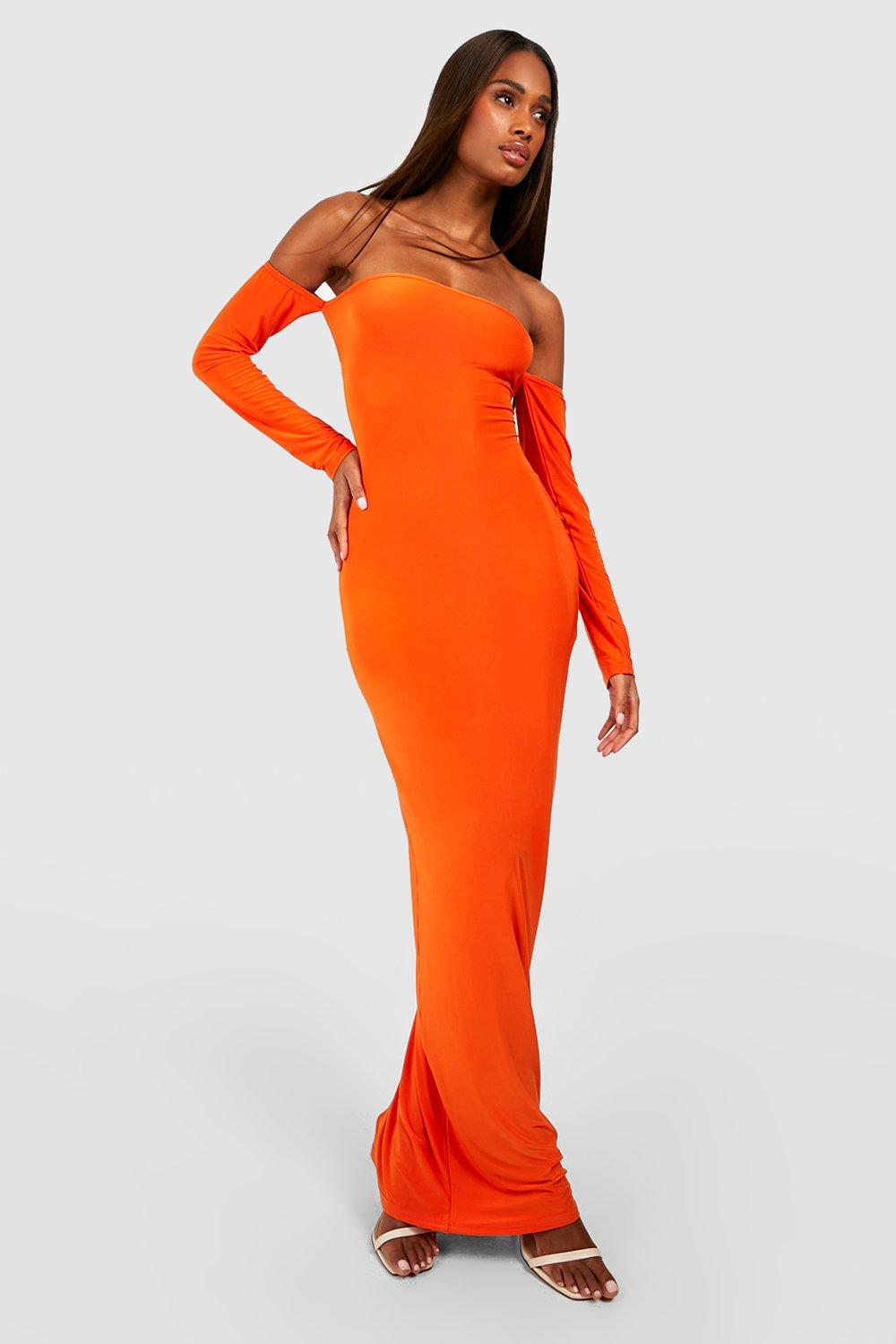 Orange long sleeve maxi on sale dress