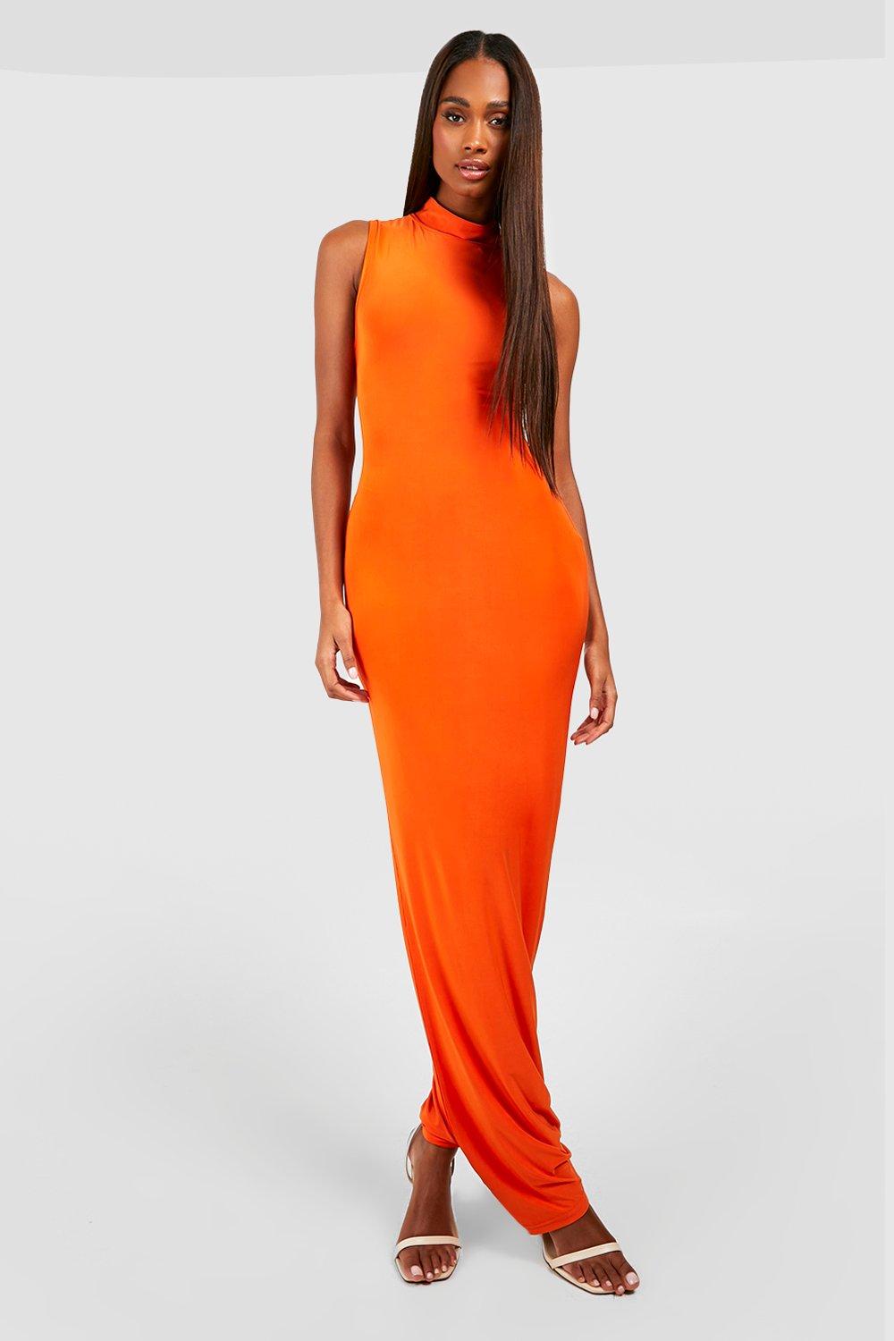 High neck 2024 slinky dress