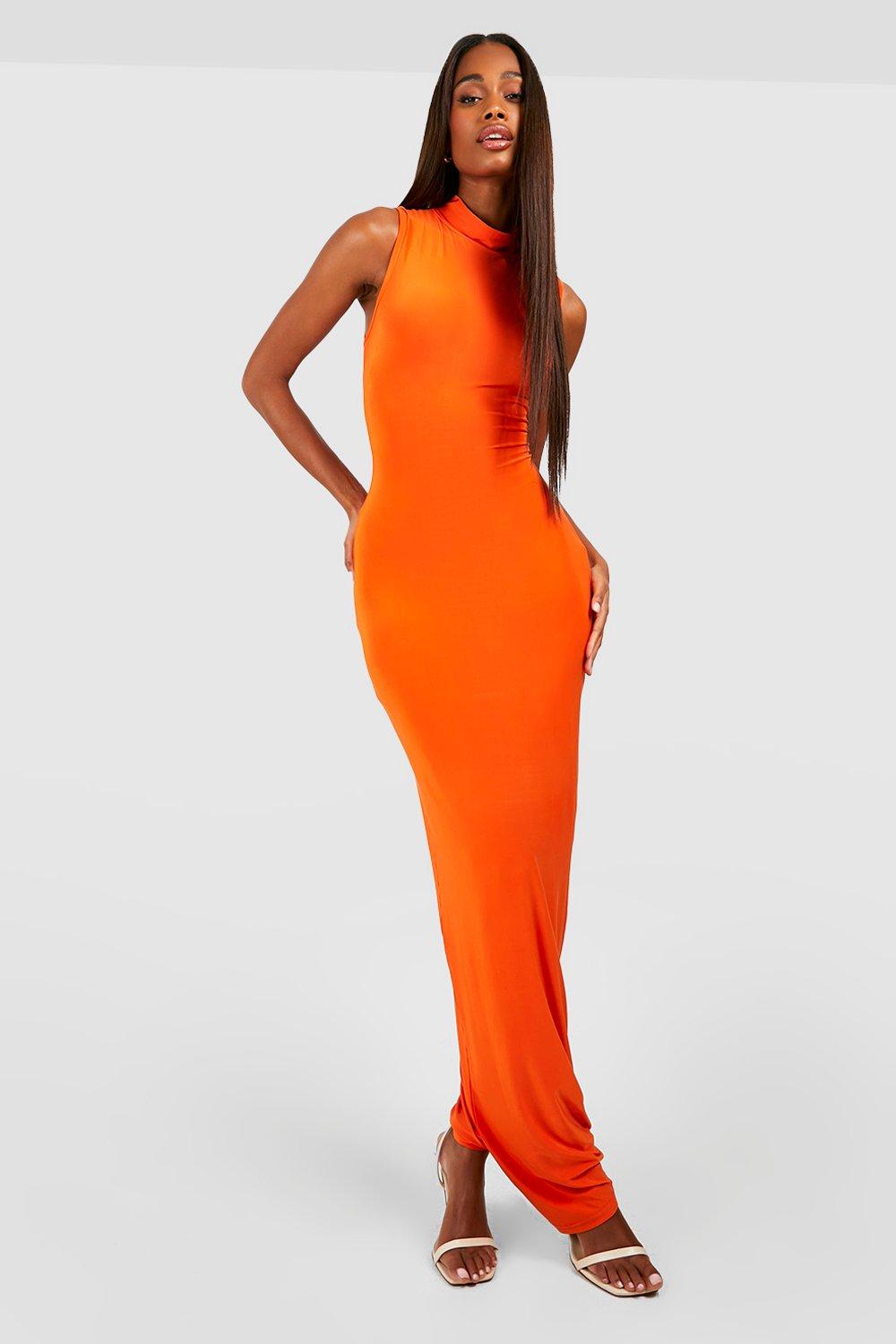 Boohoo orange shop maxi dress