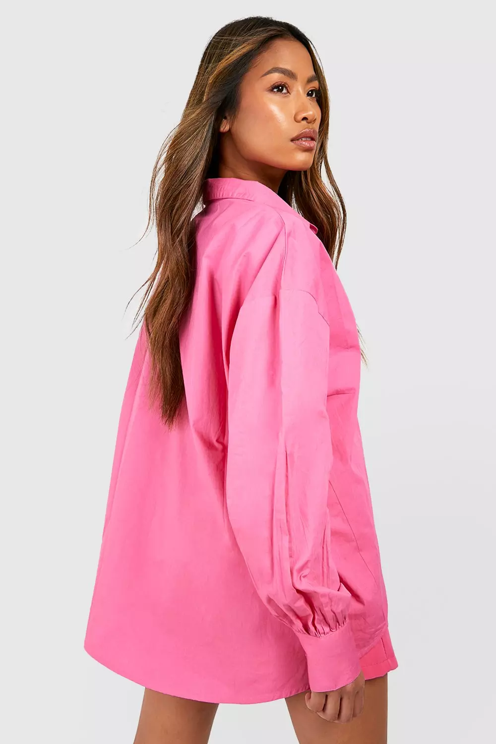 Hot pink Oversized Cotton Poplin Shirt   alternative image