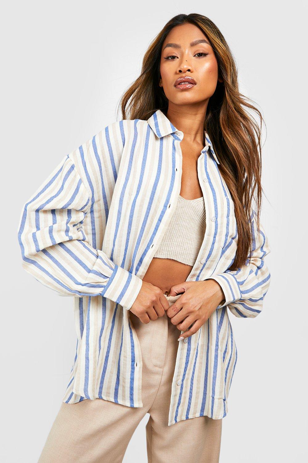 Striped linen shop shirt womens