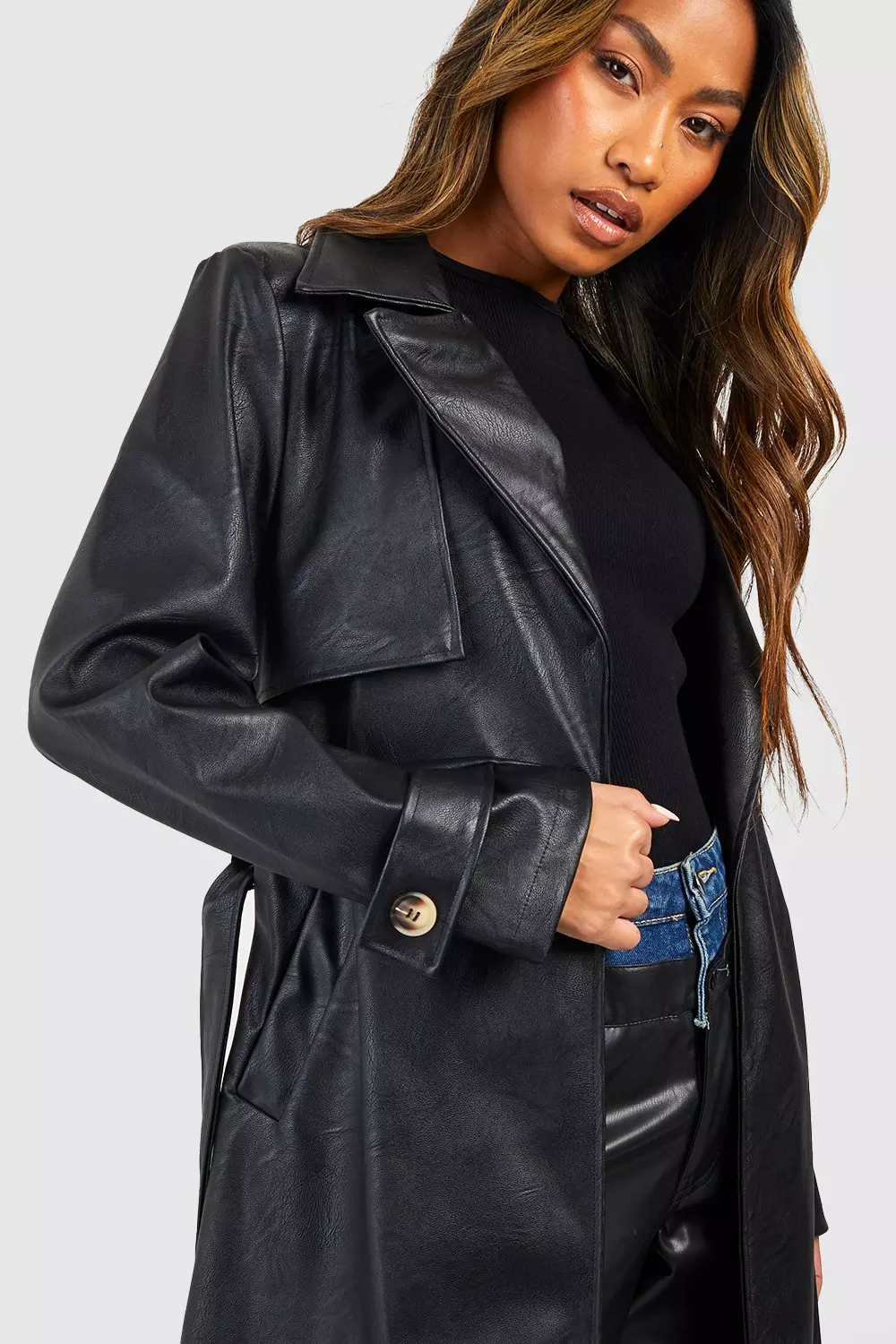 Short faux leather jacket online