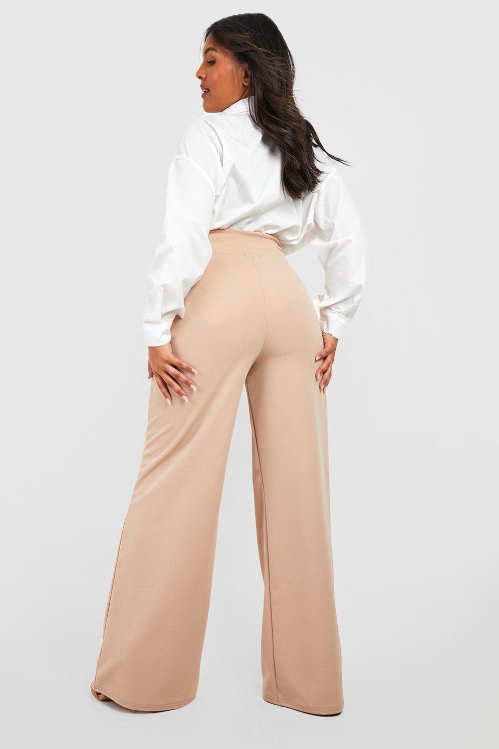 Women's Plus Button High Waisted Wide Leg Trousers