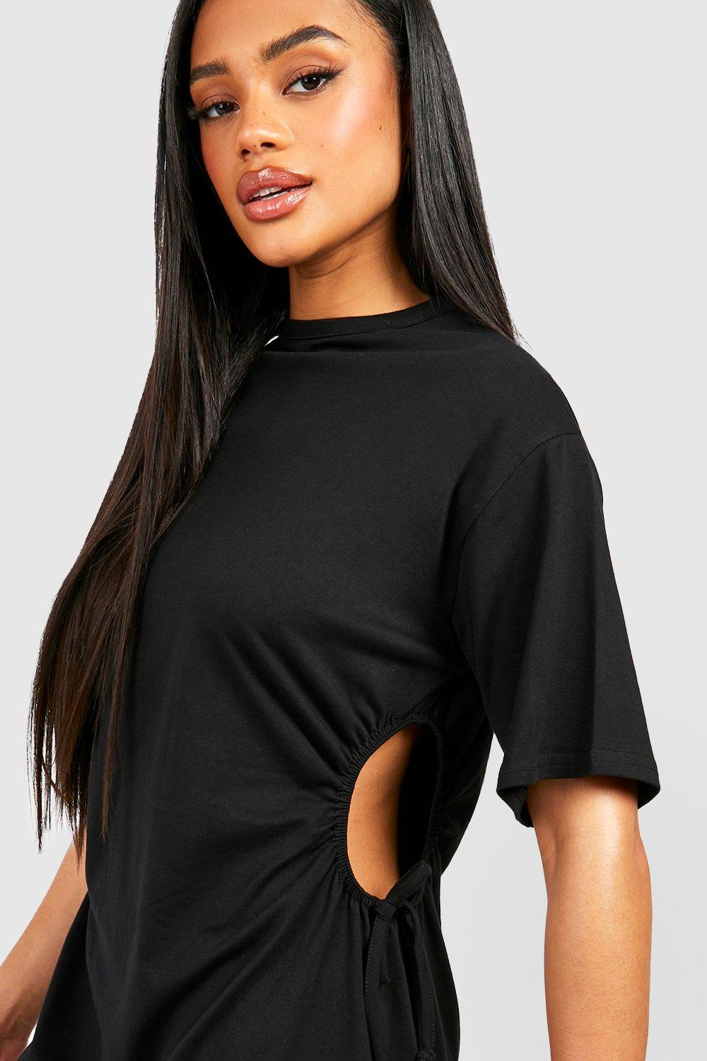 Boohoo Women s Cotton Cut Out T Shirt Mini Dress Black