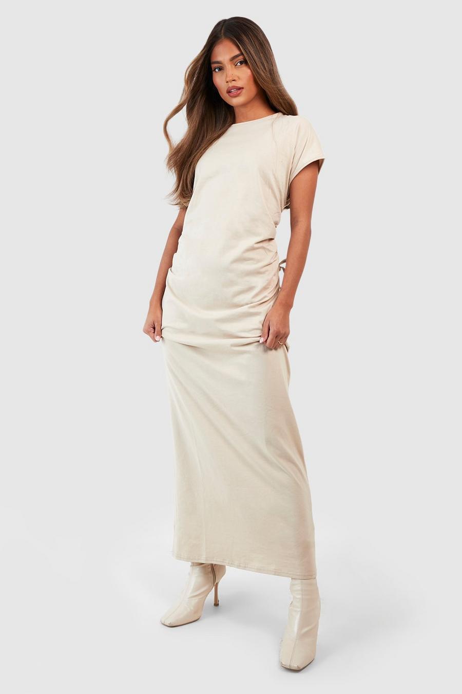 Stone Cotton Ruched Waist T-shirt Maxi Dress image number 1