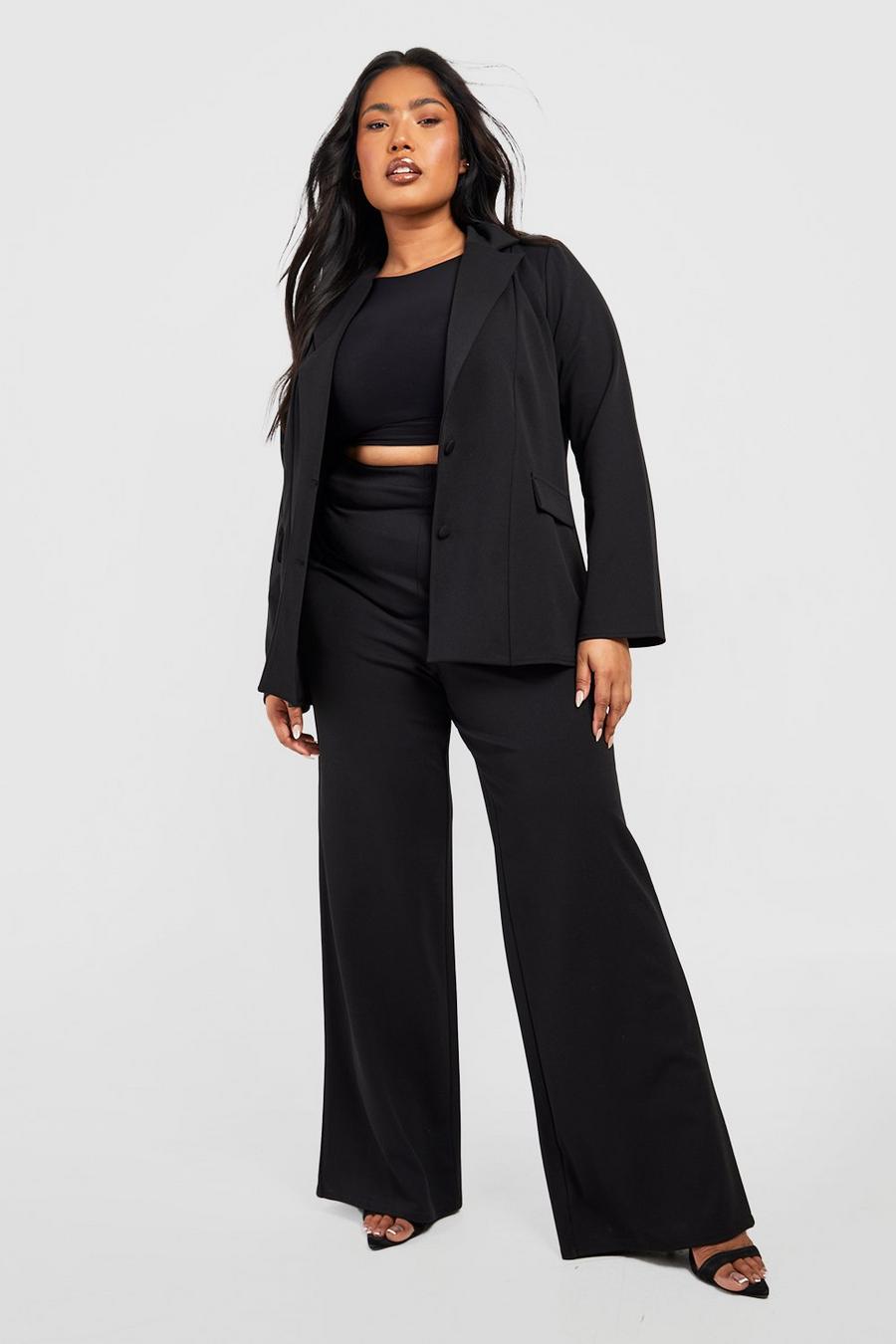 Black Plus Oversized Blazer Dress Pants Set image number 1