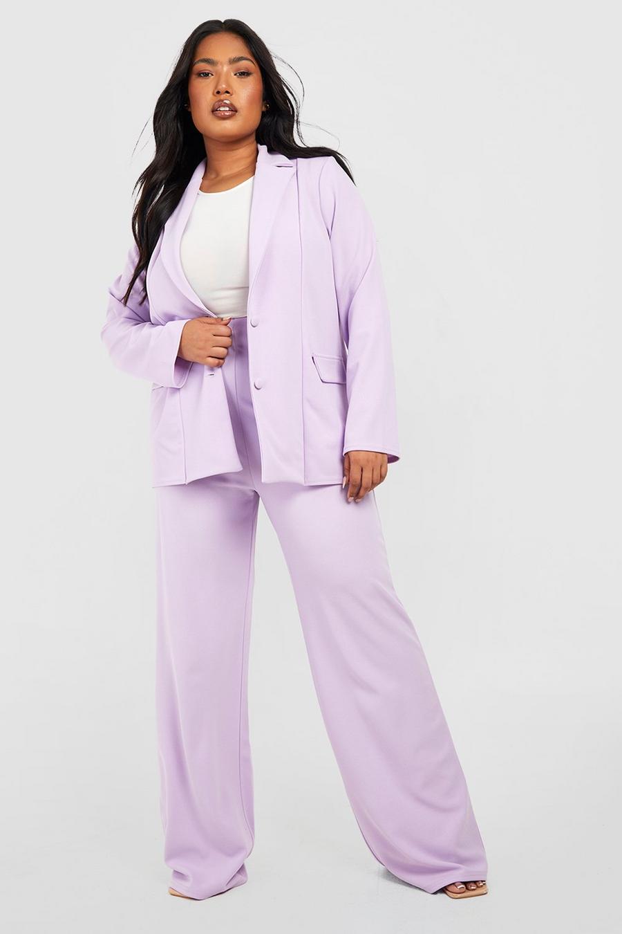Grande taille - Ensemble de costume avec blazer oversize et pantalon, Lilac image number 1