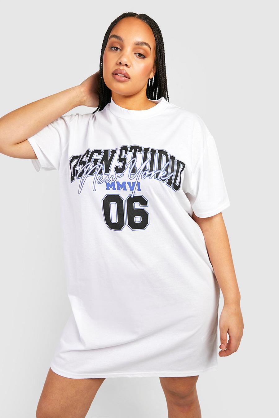 Grande taille - Robe t-shirt à slogan Dsgn Studio, White image number 1