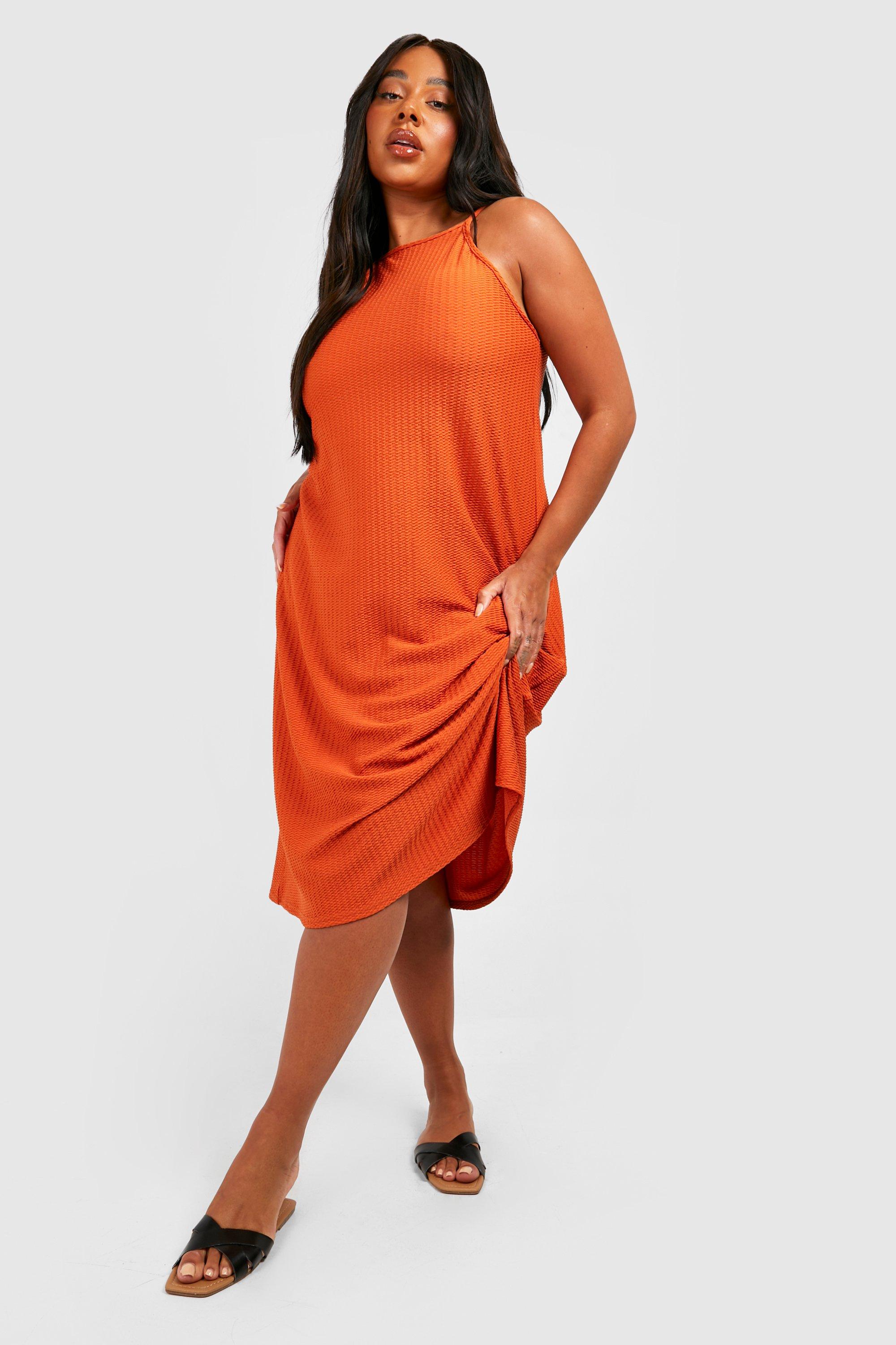 Boohoo orange clearance dress