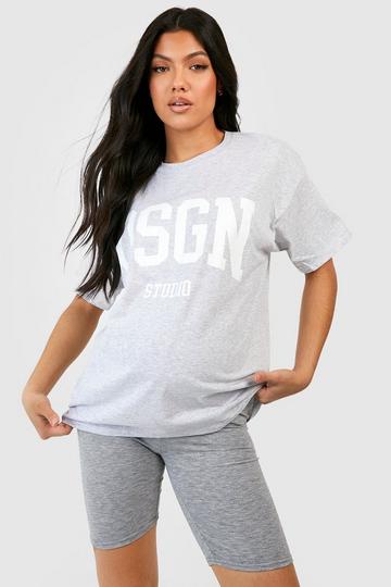 Maternity Dsgn Studio T-shirt & Cycling Short Set grey marl