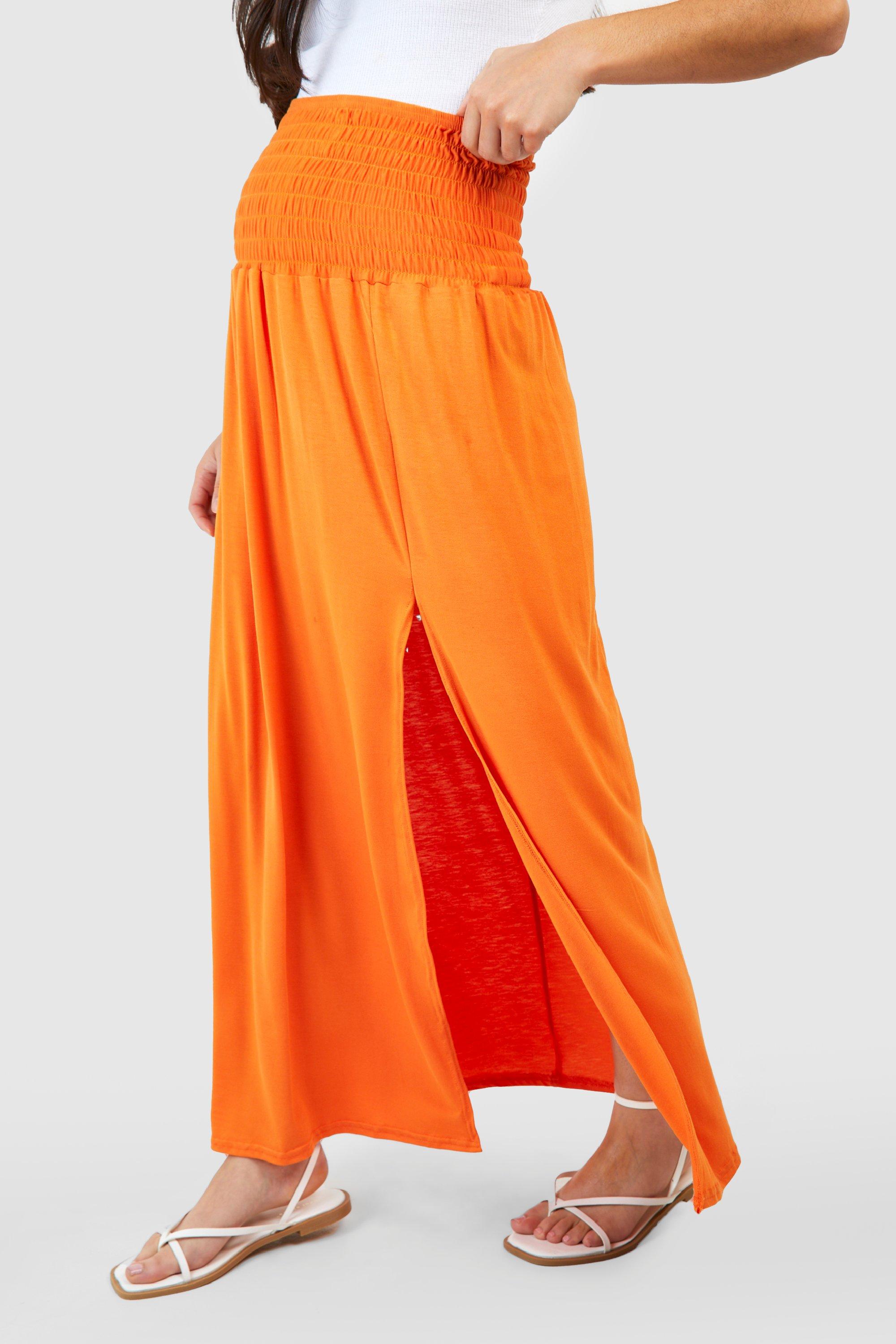 Shirred waist hot sale maxi skirt