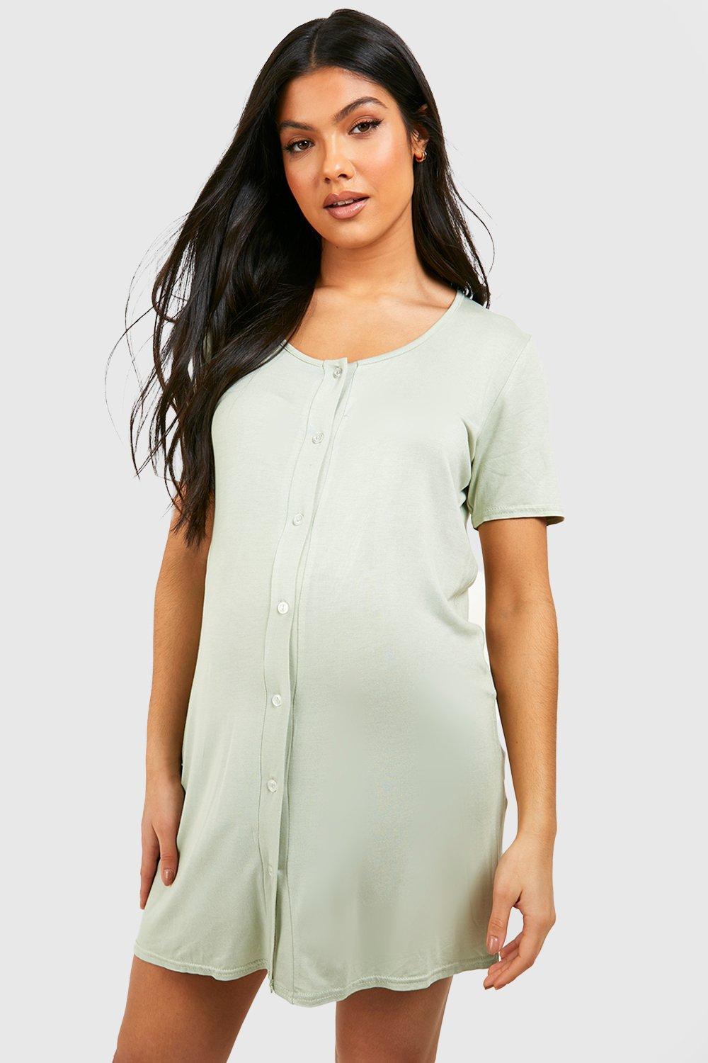 Buy Boohoo Maternity Smock Nursing Night Dress In Grey