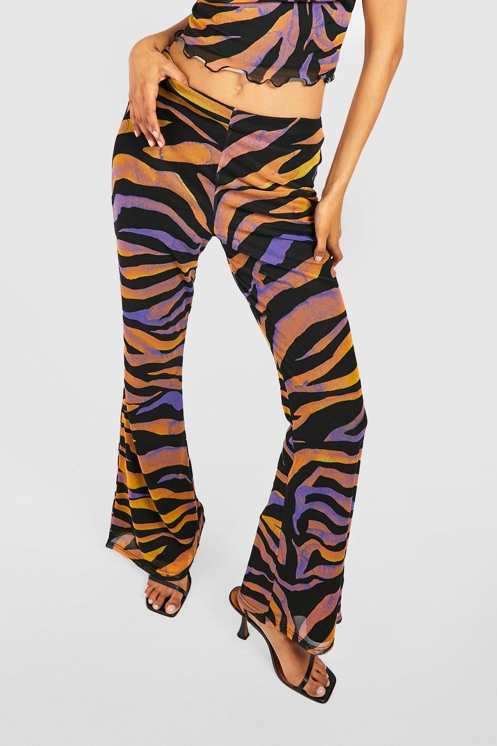 Zebra Printed Basic Flared Pants