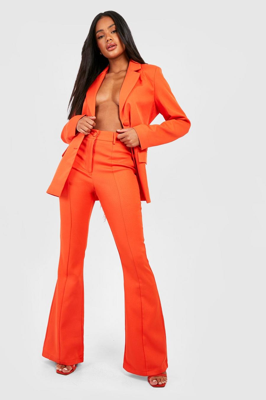 Orange arancio Fit & Flare Seam Front Tailored Trousers