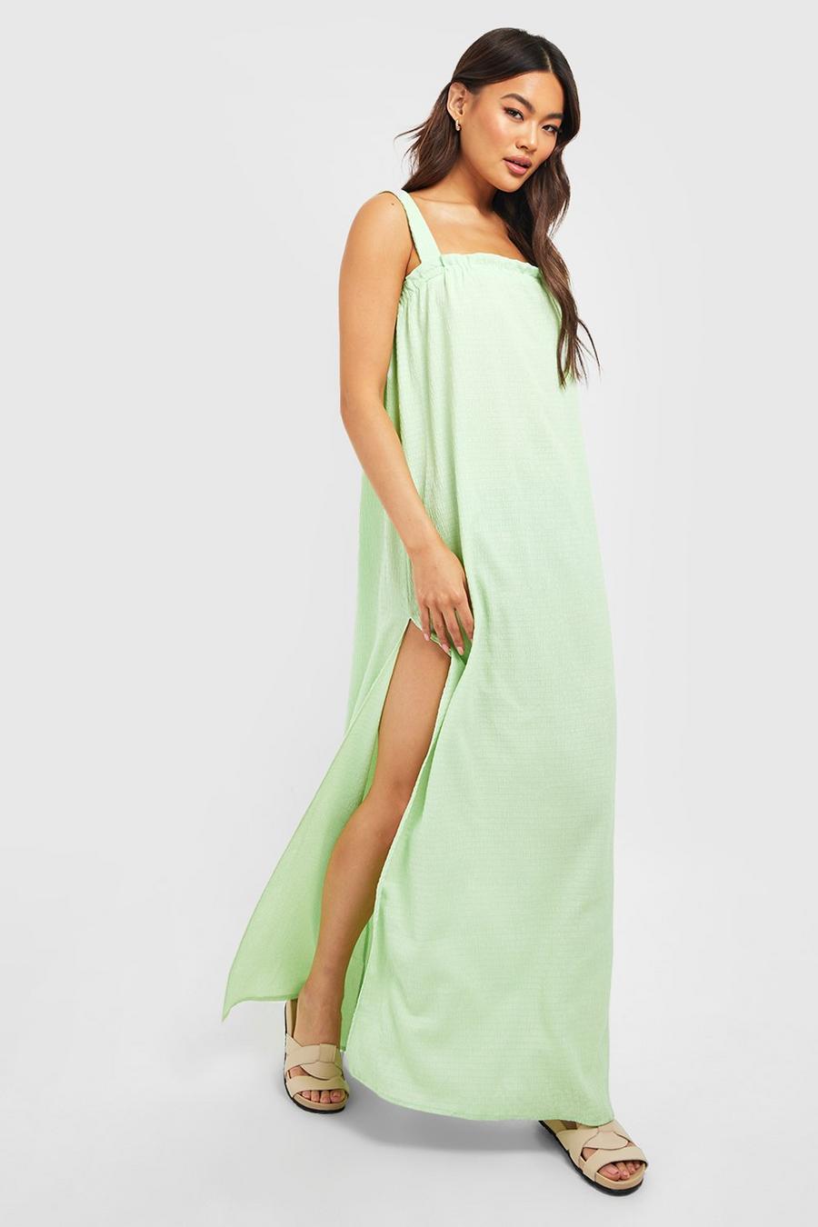 Lime Textured Trapeze Maxi Dress image number 1