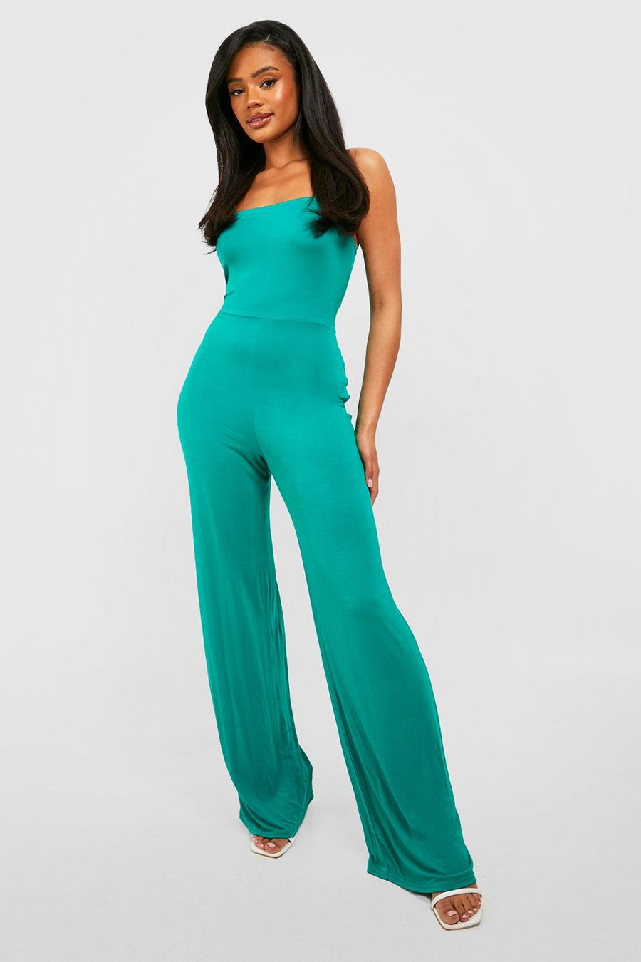 Bright green Square Neck Wide Leg Jumpsuit image number 1