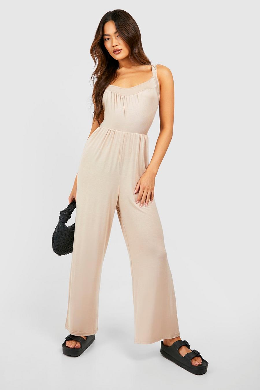 Stone Jersey Knit Culotte Jumpsuit image number 1