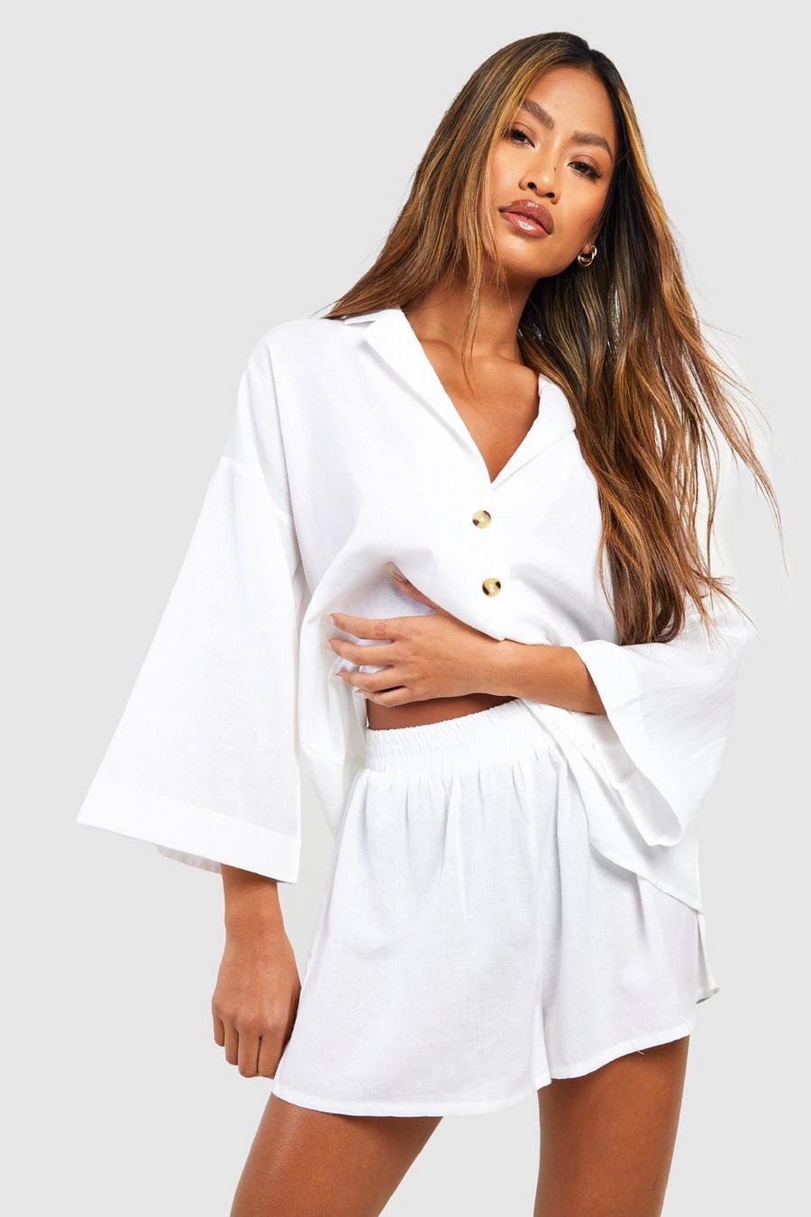 White Linen Pajama Short image number 1