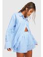 Blue Cotton Pinstripe Pyjama Short
